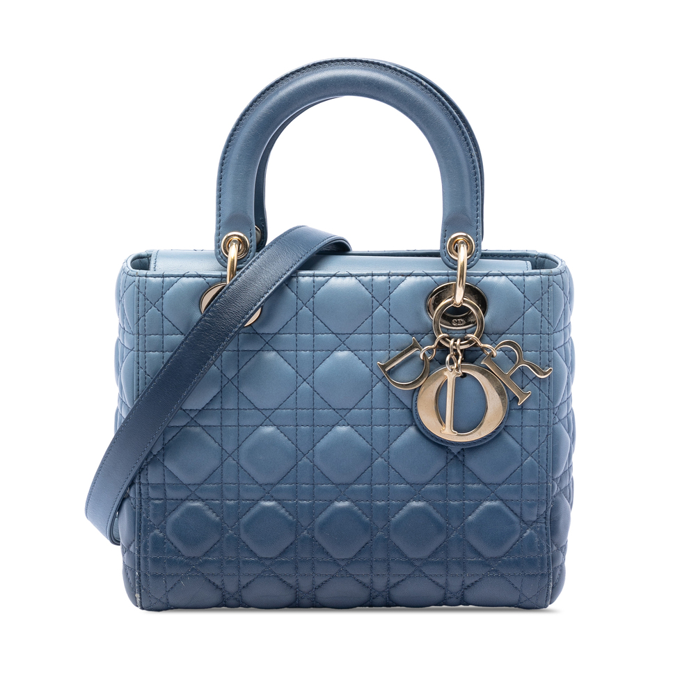 Pre-Loved Dior Medium Ombre Lambskin Cannage Lady Dior - Picture 1 of 7